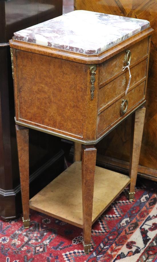 A French marble-topped bedside cabinet W.47cm